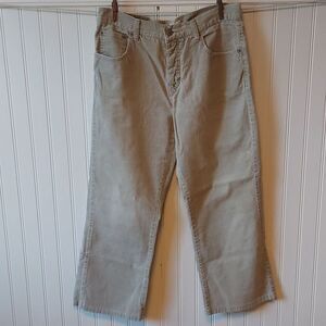 American Eagle Cords Women's Corduroy Pants Straight Leg Button Fly Beige Tan 8‎